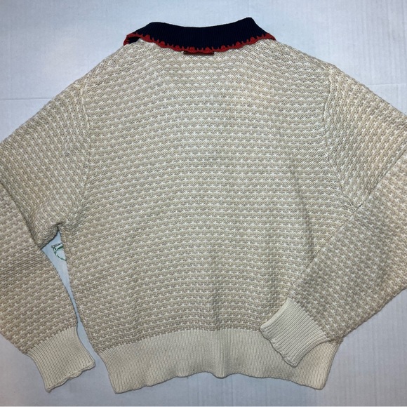 Trovata Birds Of Paradis NWT XS Parker Polo Sweater Antique White - Picture 9 of 10